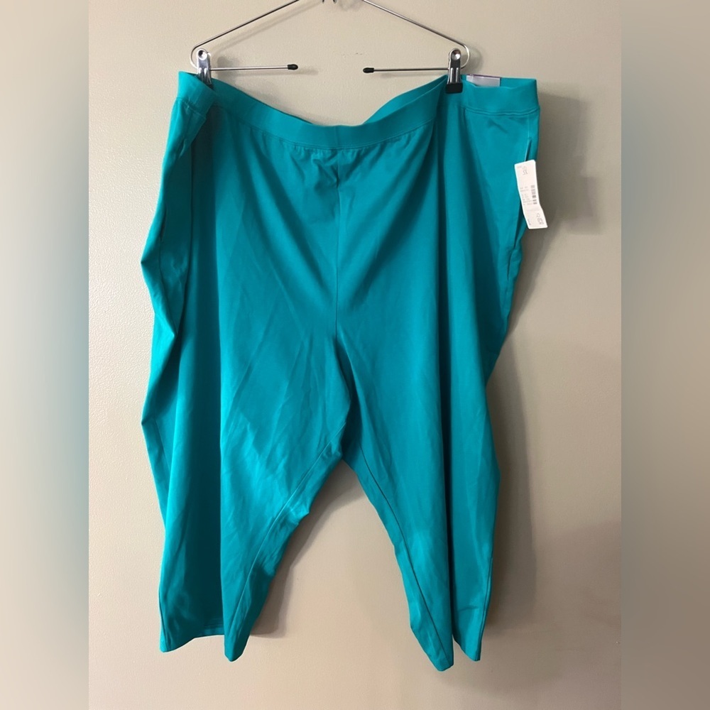 Catherine’s Supreme Collection Soft Cozy Pull On Teal Crop Jogger Pants 5X NWT